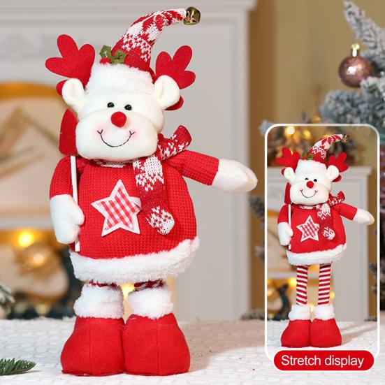 Рождественская кукла, плюшевая игрушка Санта-Клауса, снеговика, лося, с телескопической ногой для рождественского декора для дома, стола, камина, окна, сада