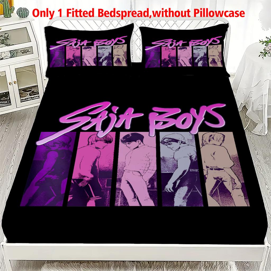 1PC K-POP Fitted Sheet D-Demon H-Hunters Soft Polyester Bed Cover Fitted Sheet With Elastic Band Home Decor No Pillowcase