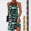 Летнее модное сексуальное платье без рукавов, мягкое повседневное платье с 3D камуфляжным принтом, платье на бретельках без рукавов, летнее платье на подтяжках
