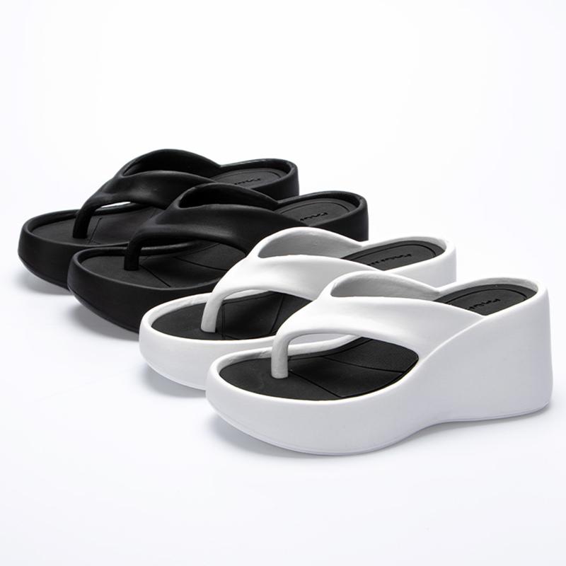 Летние шлепанцы Lucyever на танкетке для женщин 2024 года, модные женские тапочки на платформе с застежкой-молнией, нескользящие пляжные шлепанцы с толстой подошвой