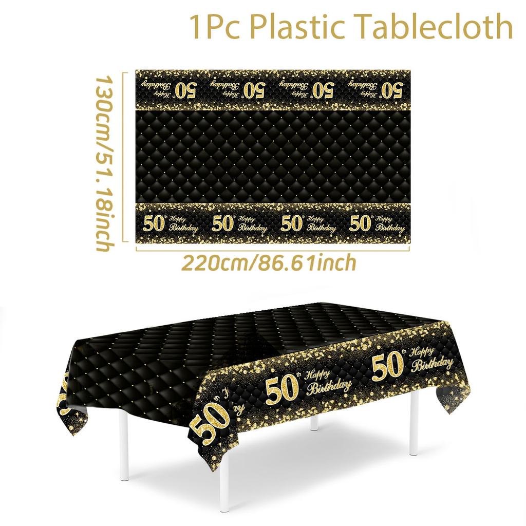 50-й Черно-Золотой День Рождения Одноразовая Посуда Бумажная Тарелка Салфетки Украшение для Вечеринки в Честь 50-летия 50-й День Рождения Юбилей Дня Рождения