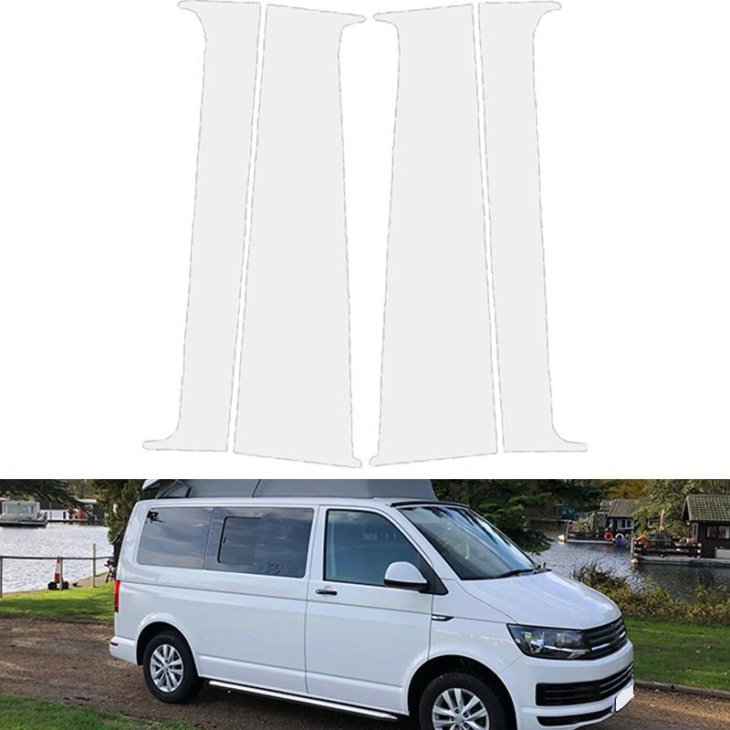4Pcs Silvery Window Decal Pillar Posts Sticker Cover Door Trim Car Accessories Fit For VW T5/T6 2008-2021