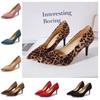 Sexy Elegant Women's Fashion Shoes Leopard Print Fashion Pointed Toe High Heels 8.5cm Sandals Chaussure Femme 2024