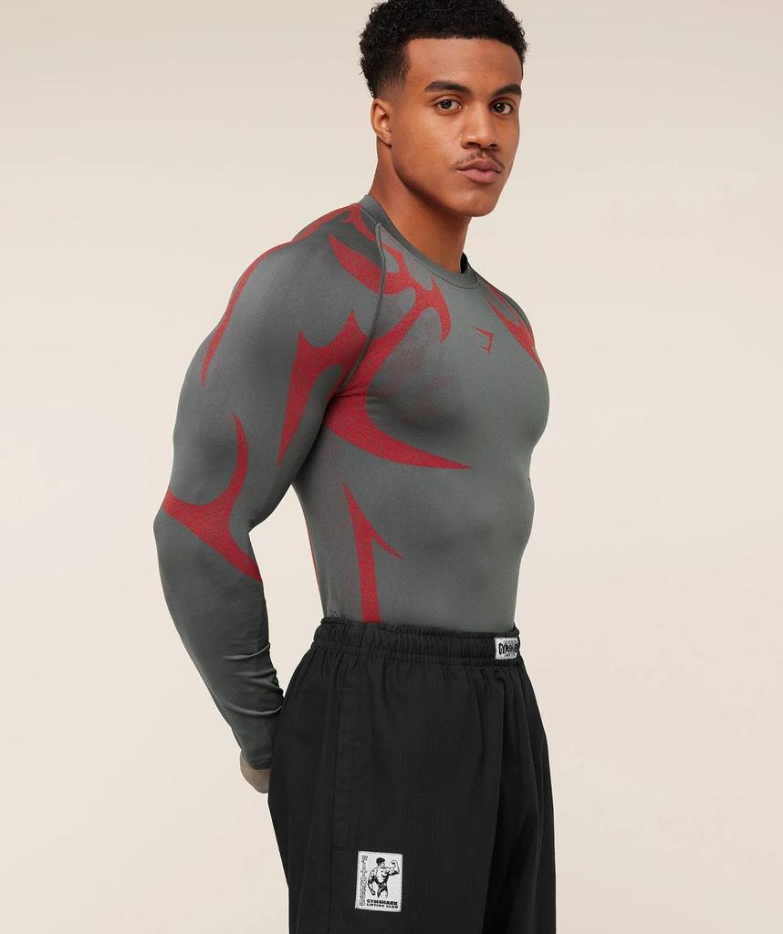 Мужская бесшовная компрессионная футболка с длинным рукавом GYMSHARK Storm, быстросохнущая, для спорта и фитнеса