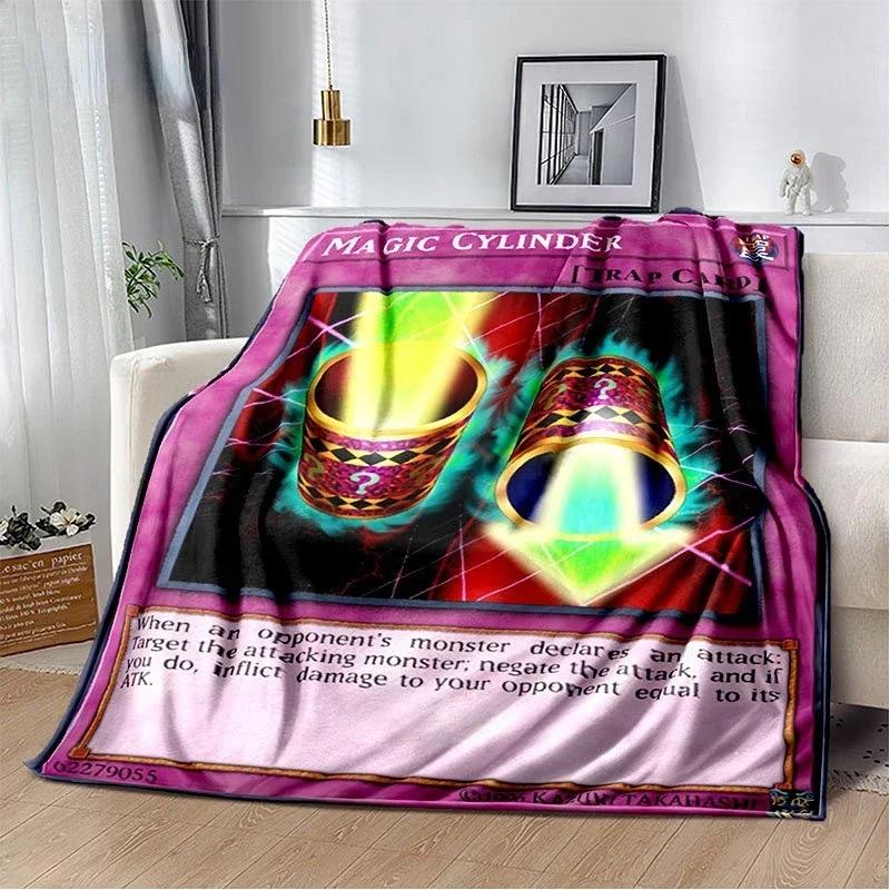 Anime Yu Gi Oh Card Throw Blanket Blue Eyes White Dragon Anime Cartoon Soft Plush Blanket Bedroom Bedspread Home Decor
