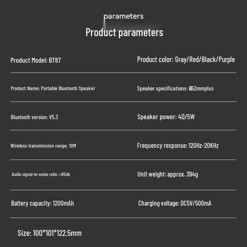 Newmine BT87 Portable Bluetooth Speaker CN plug (adapter included)