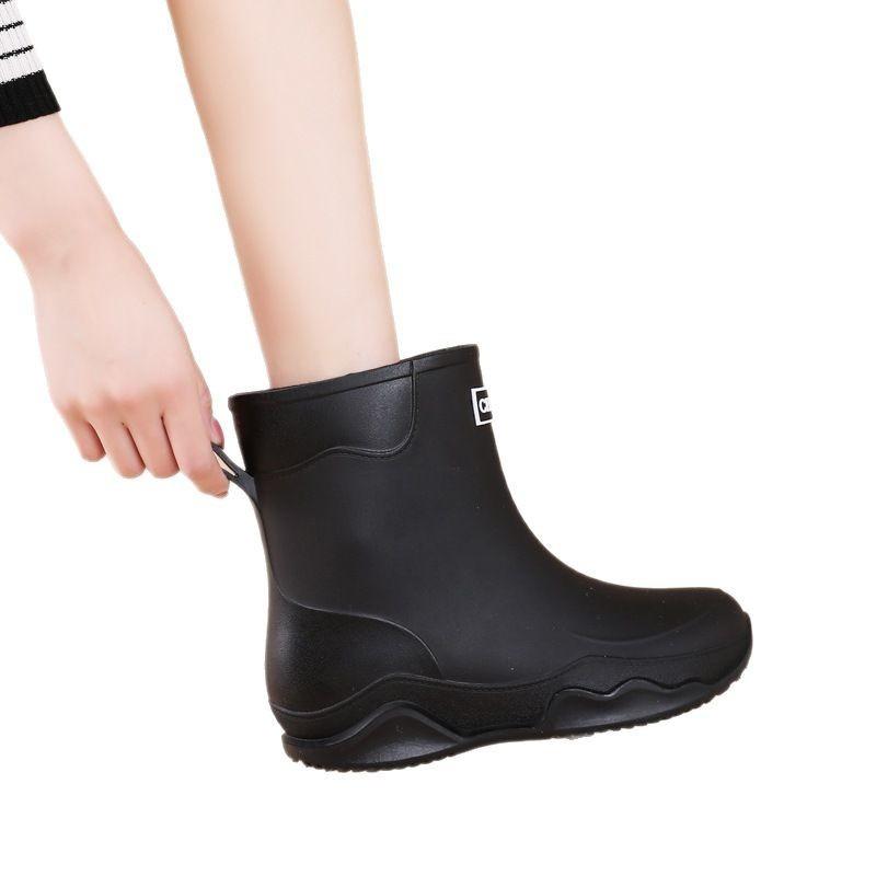 Мужские и женские резиновые сапоги, уличные мотоциклетные водонепроницаемые ботинки средней высоты, резиновые ботинки на толстой подошве, легкие галоши