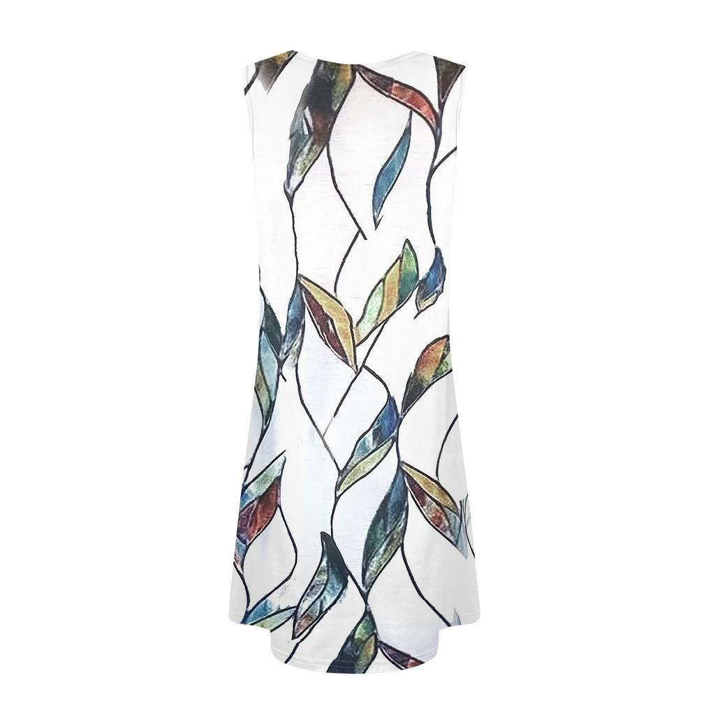 Женское летнее платье с карманом без рукавов сарафан с цветочным принтом