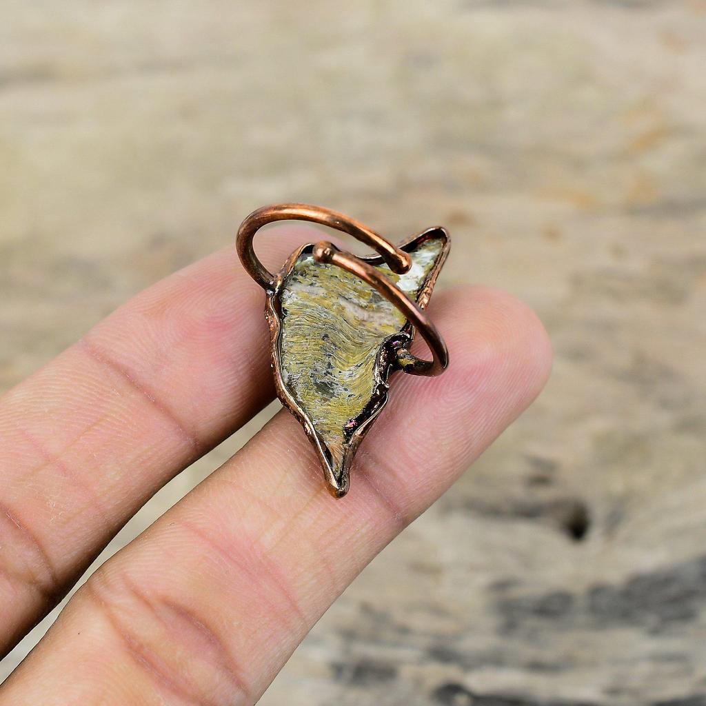 Abalone Shell Rough Ring Electroformed Copper Ring Adjustable Gemstone Ring Electroformed Jewelry Handmade Ring Gift For Him Statement Ring