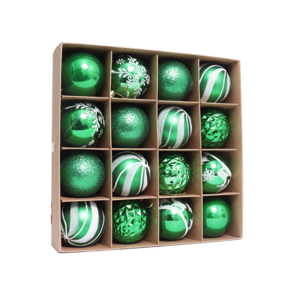 16pcs Shatterproof Painted Christmas Balls Set Plastic Xmas Tree Pendants  Holiday Party Ornament