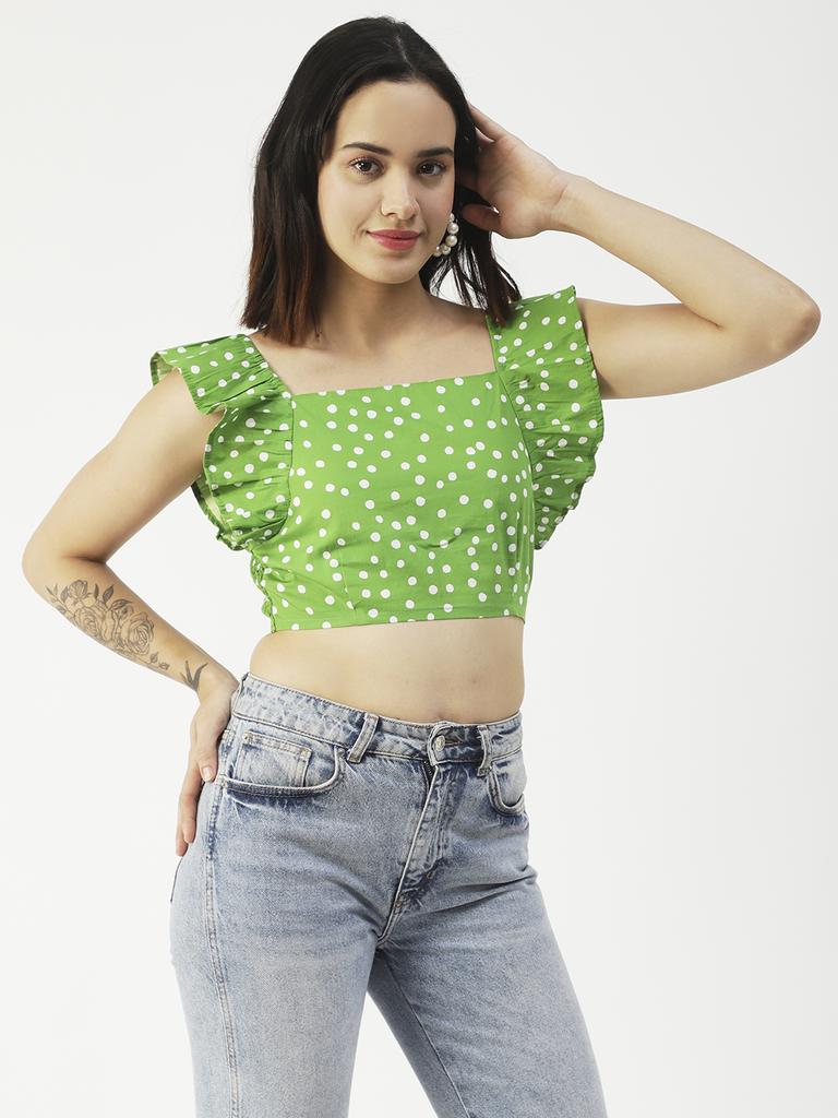 Moomaya Женский укороченный топ, квадратный вырез, рукава-крылышки, короткий хлопковый топ