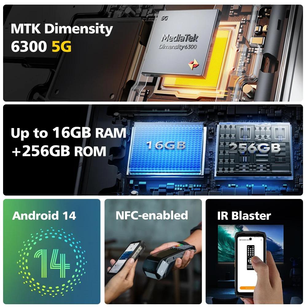 Ulefone Armor Mini 20 Pro 5G 4.7" Защищенный Телефон 64МП Ночная Камера Android 15 Смартфон 6200мАч До 16ГБ+256ГБ NFC Глобальный