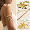Vintage Elegant Gold Color Floral Arm Cuff Bangle for Women Trendy Adjustable Spiral Upper Arm Bracelet Summer Beach Jewelry