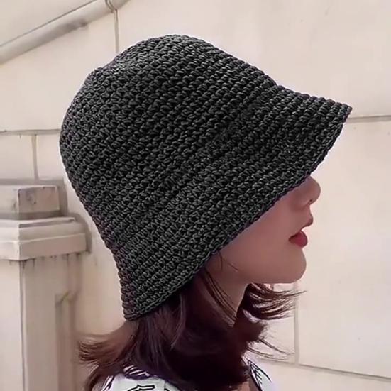 Summer Hat Versatile Solid Color Short Basin Knitted Straw Hat Fashion
