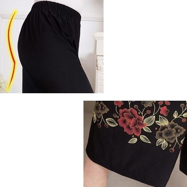 Женские летние тонкие брюки большого размера, свободные, с эластичной резинкой на талии, простые укороченные брюки с высокой талией, широкие брюки с цветочным принтом, повседневные прямые материнские брюки