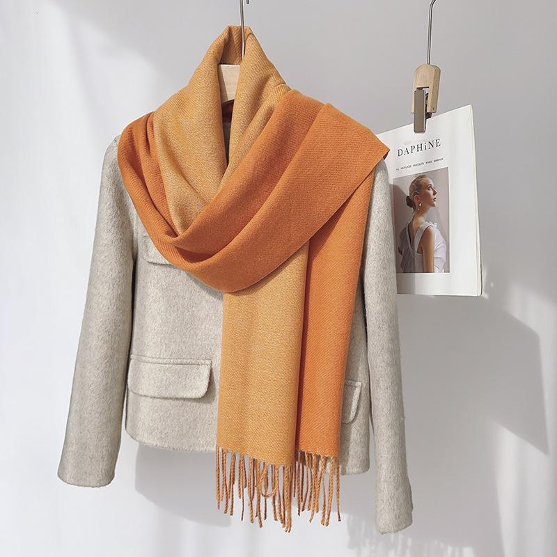 35 цветов 2024 осень и зима новый двухсторонний однотонный искусственный кашемировый кисточный платок утолщенный теплый шарф для мужчин и женщин