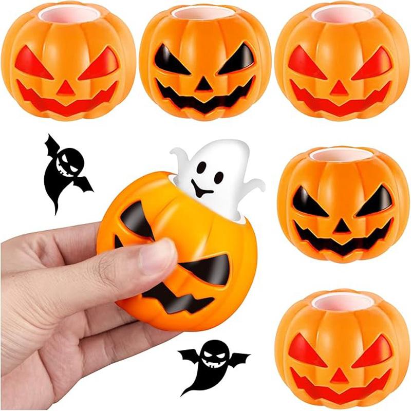 Halloween Squeeze Toys Pumpkin Skeleton Squishy Toys for Kids Stress Relief Sensory Toys Ghost in Cup Fidget Toys Ball