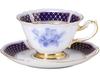 Художественная керамика Окура, Синяя императорская чашка с блюдцем Окура, Кофе/Чай, Прибл.. 200 куб. см, Сделано в Японии, 70c/9581