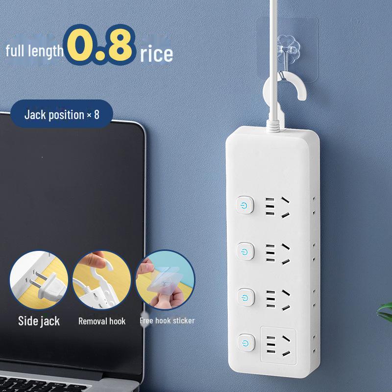 Умный USB Многофункциональный Сетевой Фильтр с Независимым Выключателем и Боковой Вилкой
