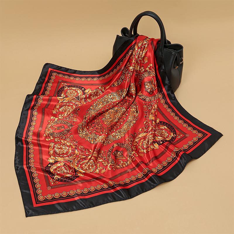 90x90cm Square Scarf for Women Head Shawls and Wraps Luxury Print Neck Scarves Hijab Bandana