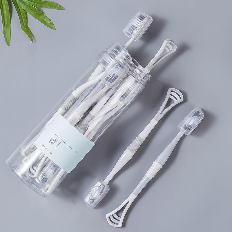 8 зубных щеток для взрослых с мягкой щетиной и очистителем языка — модное решение «два в одном» для пар