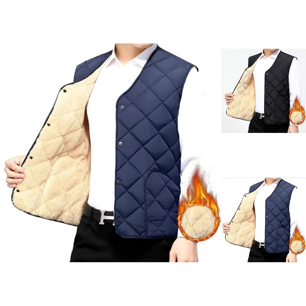 Мужской повседневный флисовый жилет на пуговицах однотонный мужской V-образный жилет с утолщением