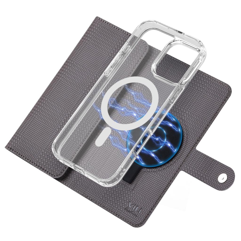 VILI GHB-C Series for iPhone 16 Pro Max Magnetic Case Detachable Leather Clear Phone Cover