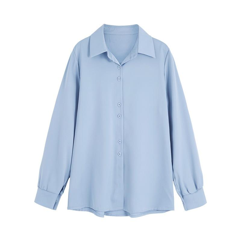 Chiffon Shirt Women's Spring and Autumn Fashion Tops Professional Temperament Draped Long-sleeved Shirt