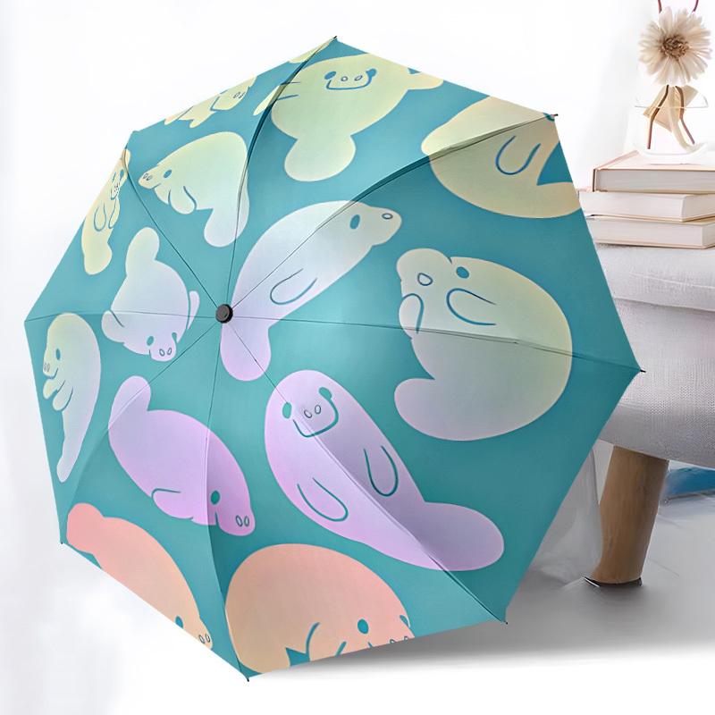 1pc Manatees Open/Close Folding Umbrella, All- Portable Umbrella for & Men, Stylish Accessory (Holiday Gift) 8-Rib yy251213126