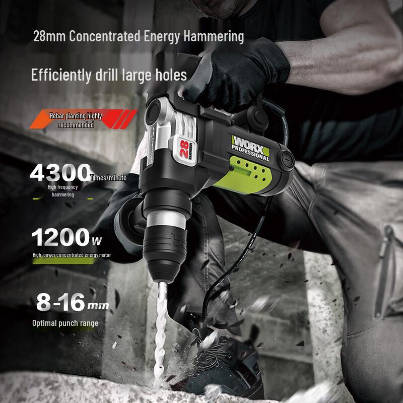 Электрический перфоратор WORX WU328 1200 В, штекер CN (адаптер в комплекте)