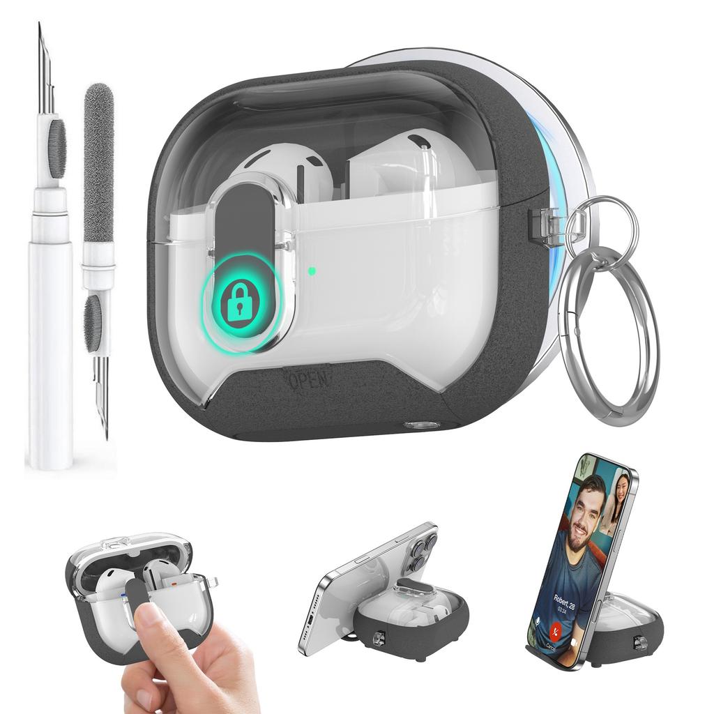 Защитный чехол с замком для Samsung Galaxy Buds 3/3Pro с подставкой для телефона и набором для чистки для Samsung Galaxy Buds 3