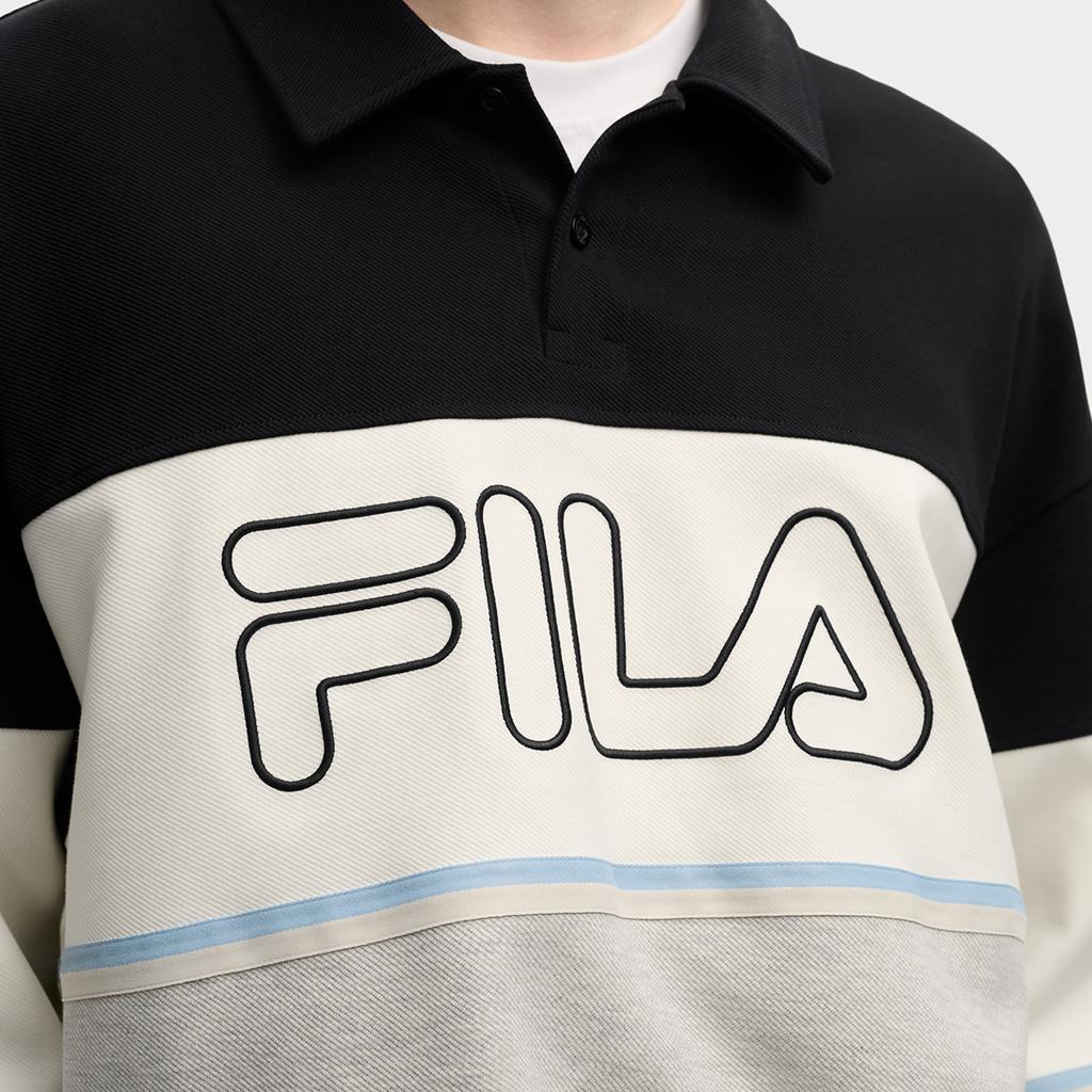 Fila Оригинальная Мода Классический Ретро Универсальная Удобная Вязаная Футболка-поло с Длинным Рукавом Мужские топы F11M549209FBK