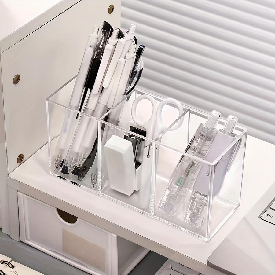 1 шт. Элегантный прозрачный органайзер для косметики большой вместимости - Прозрачный органайзер для макияжа с 3 отделениями для кистей, губных помад
