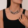 Temperament Glass Pearl Openning Necklace Retro Choker Neck Accessories For Women Girls