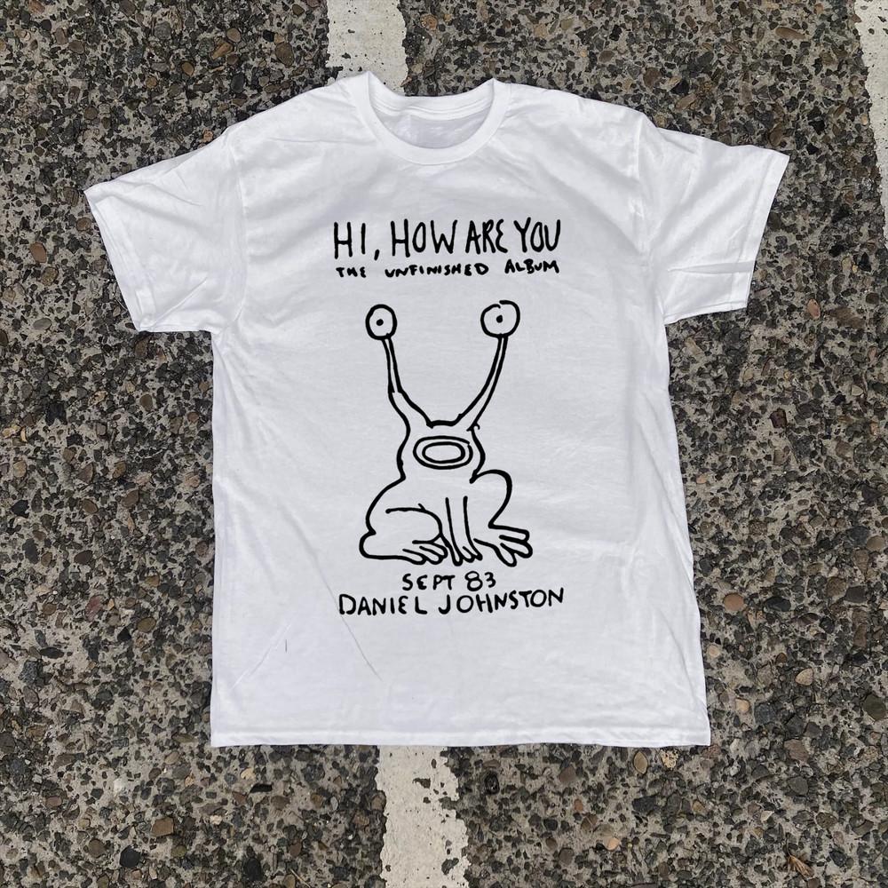 ВИНТАЖНАЯ БЕЛАЯ ФУТБОЛКА DANIEL JOHNSTON 'HI, HOW ARE YOU' EN619 Унисекс