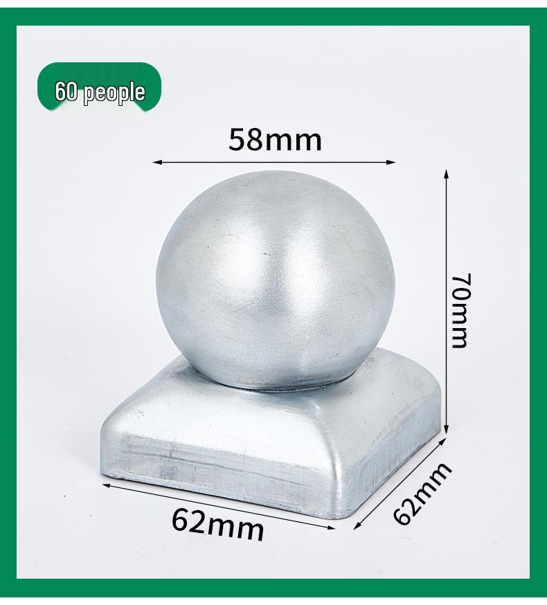 Wrought Iron Galvanized Ball Fence Post Cap for Square & Round Tubes