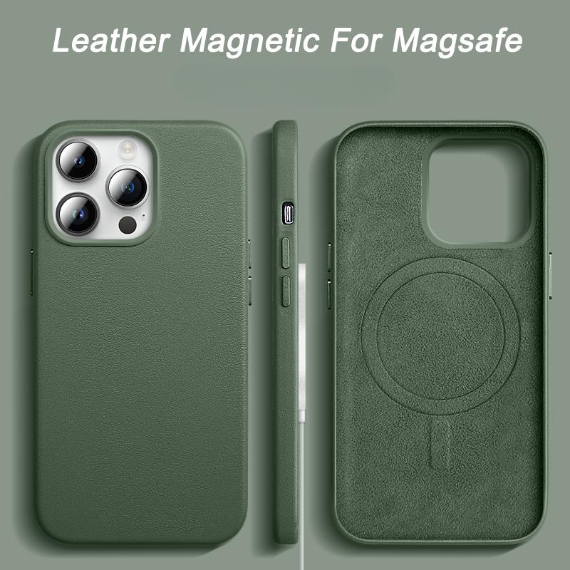 Роскошный кожаный магнитный чехол для IPhone 15 Pro Max 14 13 Pro Max Plus Mini для чехлов для телефонов Magsafe с беспроводной зарядкой и задней противоударной крышкой