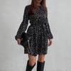 Women's Fashion Casual Round Neck Little Heart Tunic Long Sleeve Dress