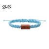 Durable Wear Resistant String Wristband Adjustable Rope Bracelet with Wooden Charm, Ocean Wave/Mountain for Meaningful Gift Boyfriend Girlfriend Women