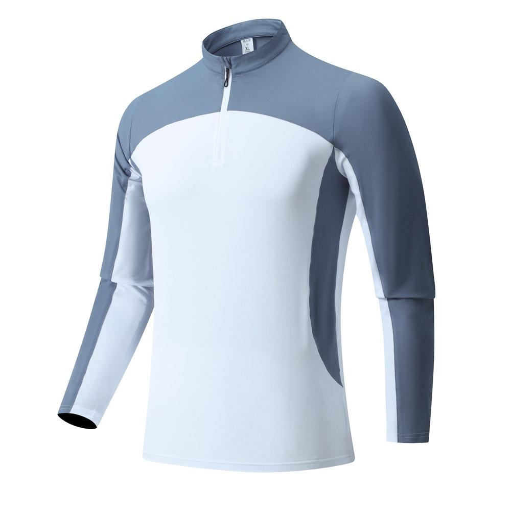 Men's Outdoor Sports Climbing Hiking Long Sleeve Stand Collar Breathable Sweat-absorbent Elasticity T shirt
