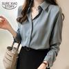 SURE XIAO STORY Autumn Women  Fashion Blouses Solid Plus Size Female Clothes Loose Shirt Long BLOUSE TOP SHIRTS