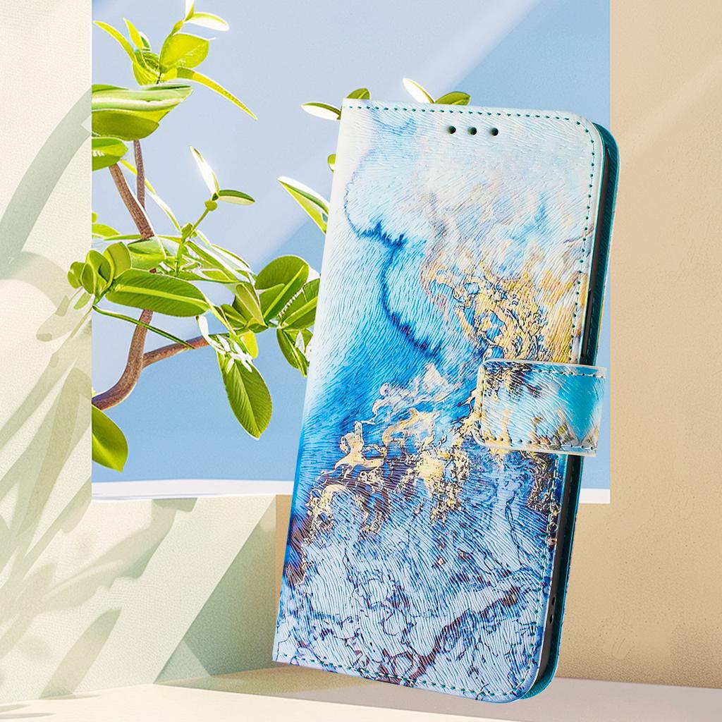 Роскошный кожаный чехол-книжка цвета морского мрамора для ZTE Blade A52,A53,A73,V50 Vita,V40S,V60,A35,A55,A75...