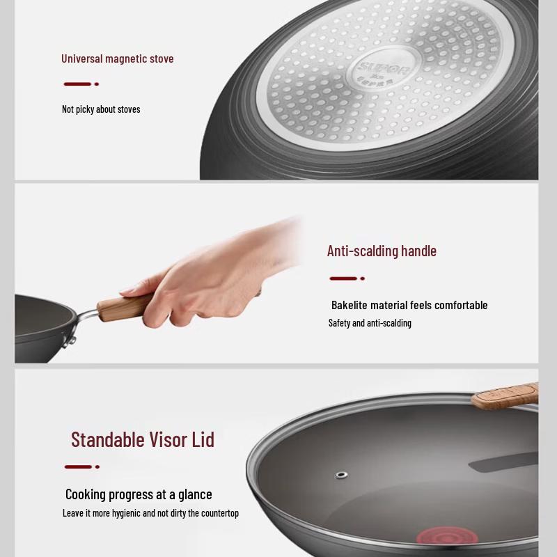 Supor Non-Stick Stir-Fry Pan with Red-Spot Heat Control (32cm)