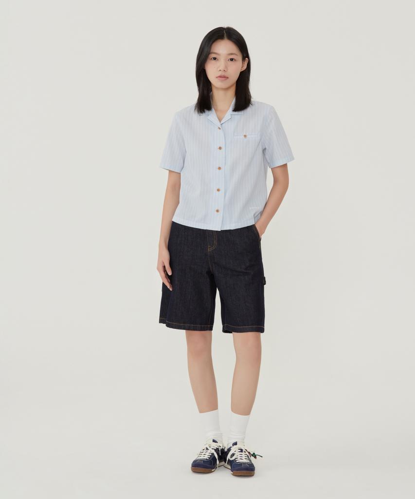 COVERNAT WOMAN Bermuda Denim Shorts Indigo