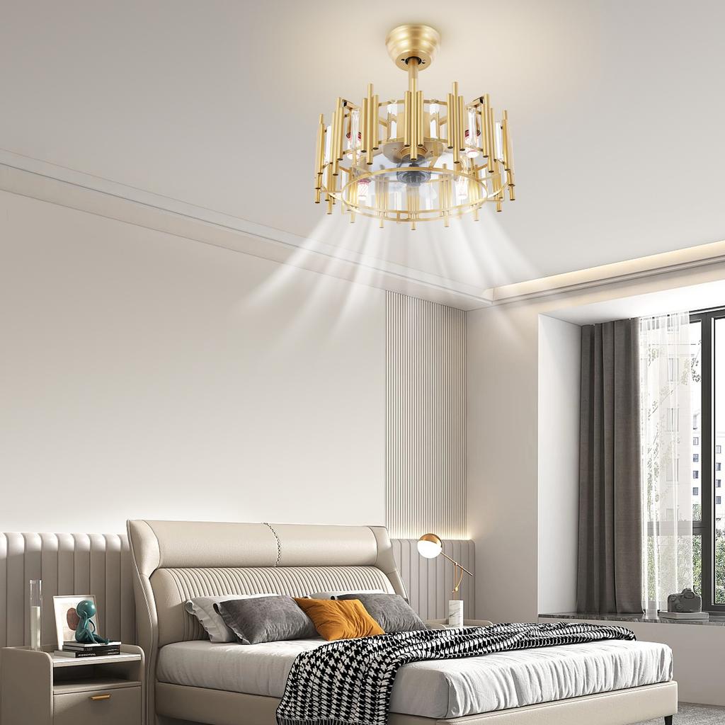 Bymaocar 20-дюймовый потолочный вентилятор со светом, светодиодная люстра 60 Вт, полувстраиваемый светильник, подвесной светильник для помещений/улиц, светильник с дистанционным управлением, низкий уровень шума