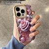 Phone Case: 2D Flat Lambskin Suitable for iPhone 18 17 16 15 14 13 Pro, Pearl Rose, Christmas and Halloween Gift