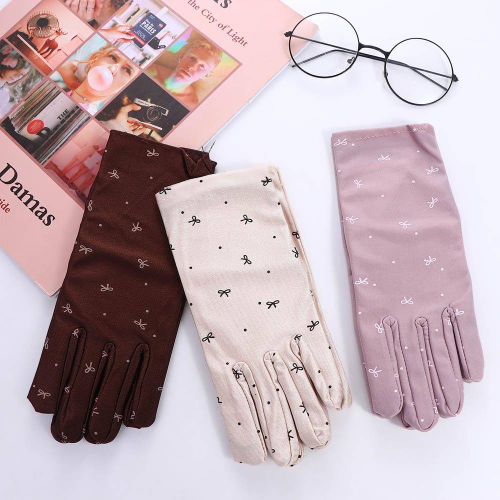 Women Spandex Wedding Outdoor Sports Gloves Driving Gloves Sun Protection Mittens Bow Pattern