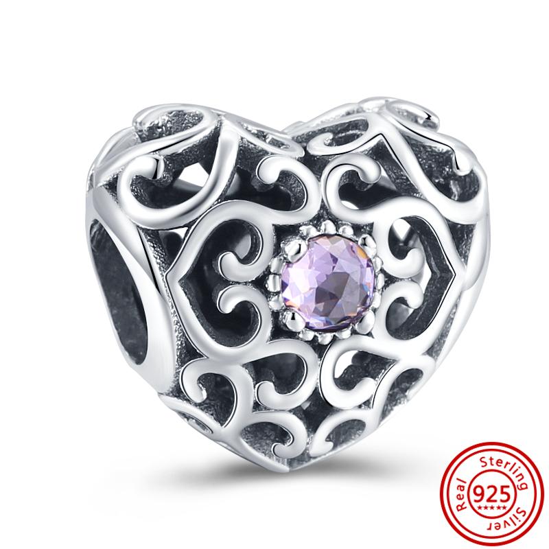 S925 Серебряный Призрак Фиолетовый Сердце Цветок Красный Вишня Синий Хамелеон Бусины Подходит Оригинальный Браслет Подвески Женские Ювелирные Изделия DIY Подарок