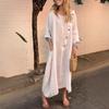 Women's Fashionable And Casual Solid-color Cotton And Linen Dress