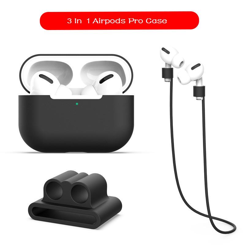 Мягкий силиконовый защитный чехол 3 в 1 для Airpods 3 (2021) / Airpods Pro 2 / Airpods Pro Чехол для наушников с анти-потерянным ремешком для Airpods Pro